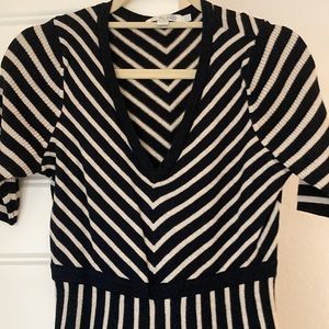 Boden navy cream knit dress